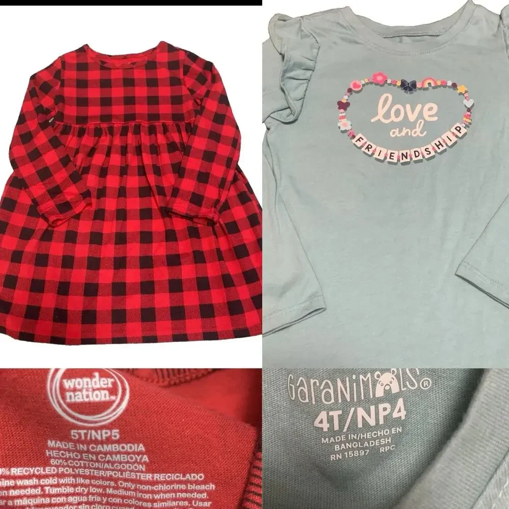 Girls 4T Fall Winter Clothing Lot 9 Pc Dress Sweaters Tops Pants Unicorn Plaid